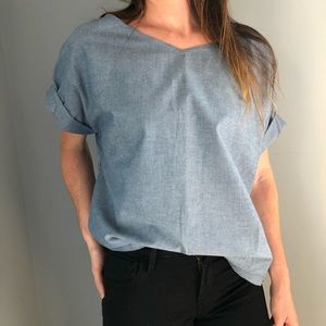 Rachel Comey blouse with v-neck and rolled sleeve